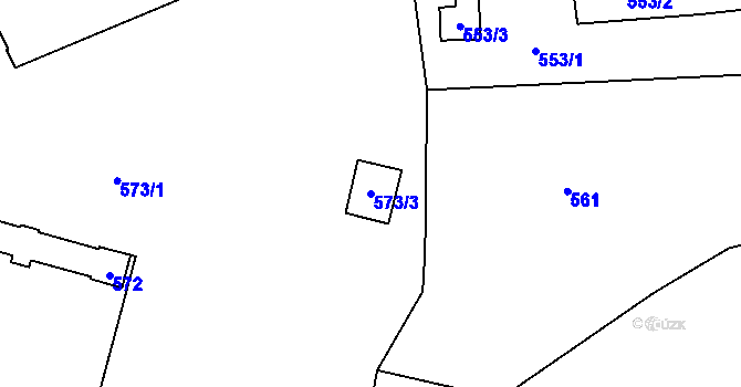 Parcela st. 573/3 v KÚ Dobrovice, Katastrální mapa