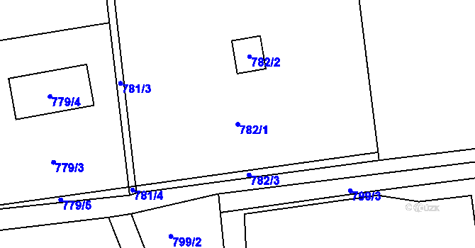 Parcela st. 782/1 v KÚ Dobrovice, Katastrální mapa
