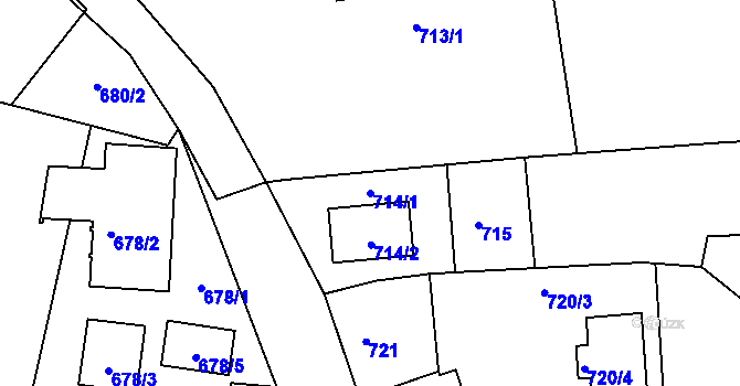 Parcela st. 714/1 v KÚ Dobrovice, Katastrální mapa