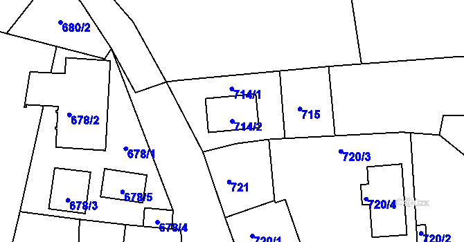 Parcela st. 714/2 v KÚ Dobrovice, Katastrální mapa