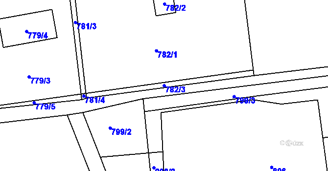 Parcela st. 782/3 v KÚ Dobrovice, Katastrální mapa