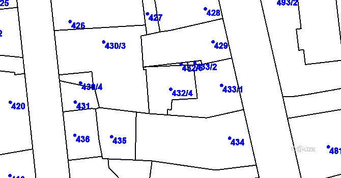 Parcela st. 432/4 v KÚ Dobrovice, Katastrální mapa