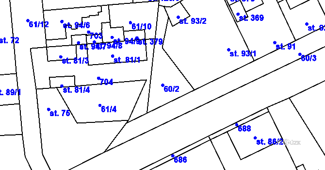 Parcela st. 60/2 v KÚ Dobrovíz, Katastrální mapa