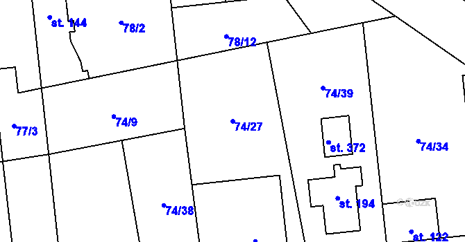 Parcela st. 74/27 v KÚ Dobrovíz, Katastrální mapa