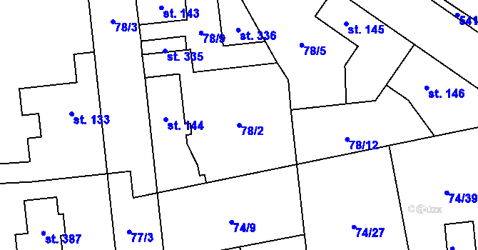 Parcela st. 78/2 v KÚ Dobrovíz, Katastrální mapa