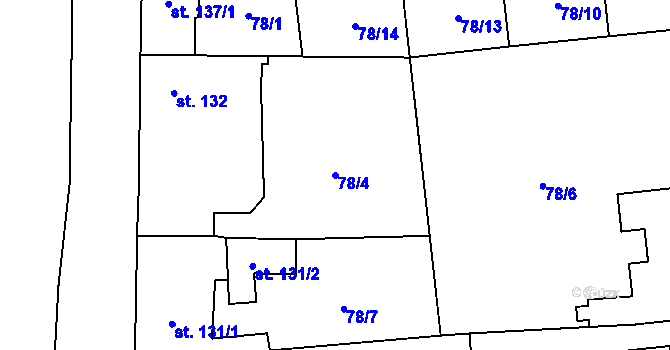 Parcela st. 78/4 v KÚ Dobrovíz, Katastrální mapa