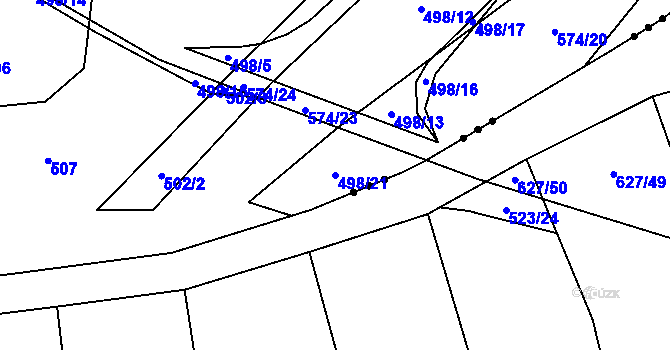 Parcela st. 498/21 v KÚ Dobrovíz, Katastrální mapa