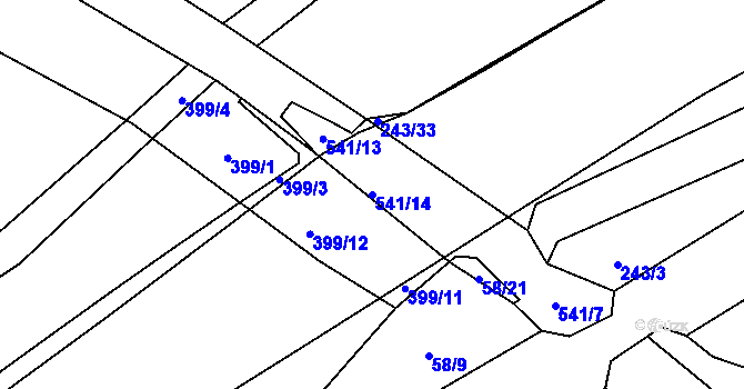 Parcela st. 541/14 v KÚ Dobrovíz, Katastrální mapa