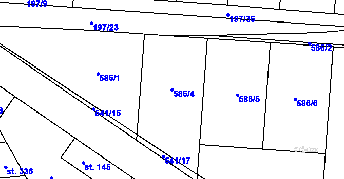 Parcela st. 586/4 v KÚ Dobrovíz, Katastrální mapa