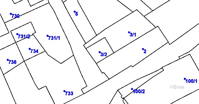 Parcela st. 3/2 v KÚ Dobruška, Katastrální mapa