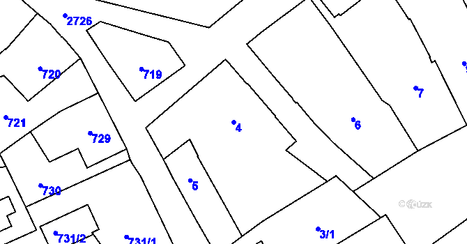 Parcela st. 4 v KÚ Dobruška, Katastrální mapa