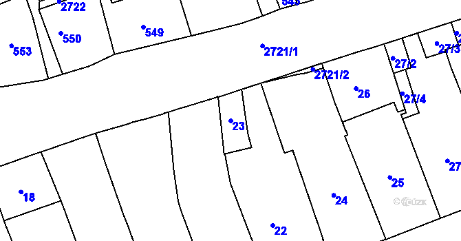 Parcela st. 23 v KÚ Dobruška, Katastrální mapa