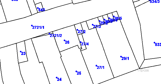 Parcela st. 27/4 v KÚ Dobruška, Katastrální mapa