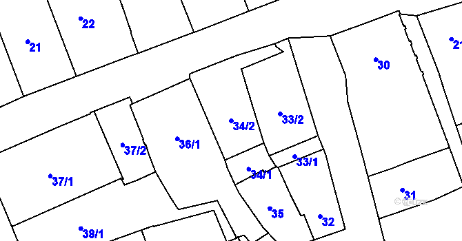 Parcela st. 34/2 v KÚ Dobruška, Katastrální mapa