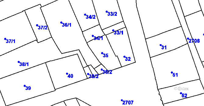 Parcela st. 35 v KÚ Dobruška, Katastrální mapa