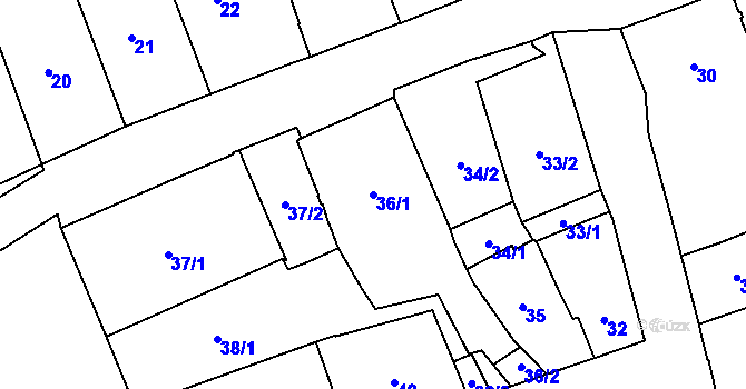 Parcela st. 36/1 v KÚ Dobruška, Katastrální mapa
