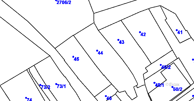 Parcela st. 44 v KÚ Dobruška, Katastrální mapa