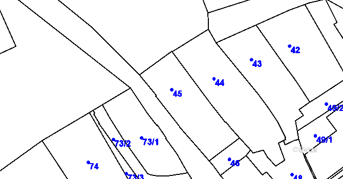 Parcela st. 45 v KÚ Dobruška, Katastrální mapa