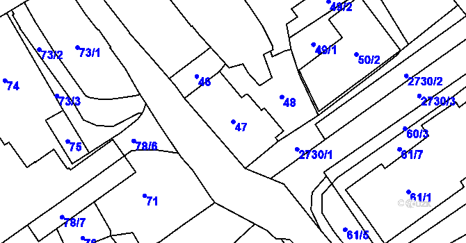 Parcela st. 47 v KÚ Dobruška, Katastrální mapa