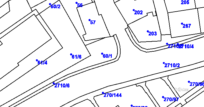 Parcela st. 60/1 v KÚ Dobruška, Katastrální mapa