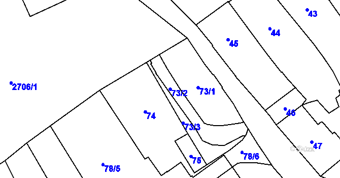 Parcela st. 73/2 v KÚ Dobruška, Katastrální mapa