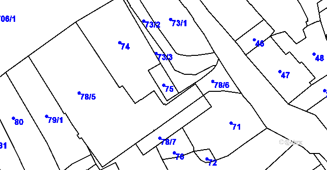 Parcela st. 75 v KÚ Dobruška, Katastrální mapa