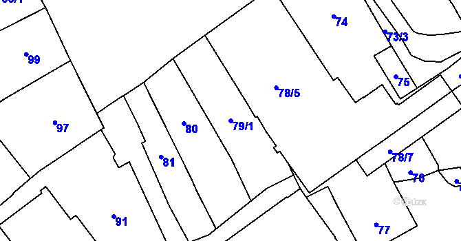 Parcela st. 79/1 v KÚ Dobruška, Katastrální mapa