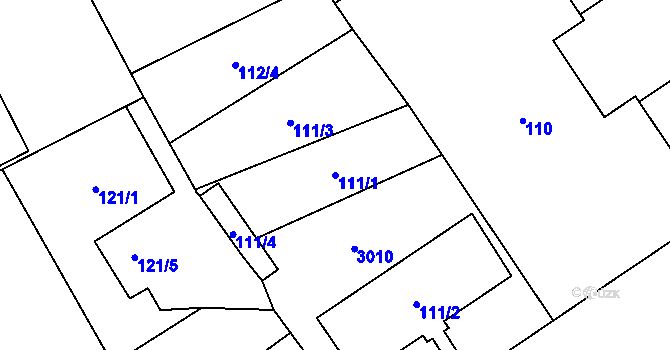 Parcela st. 111/1 v KÚ Dobruška, Katastrální mapa