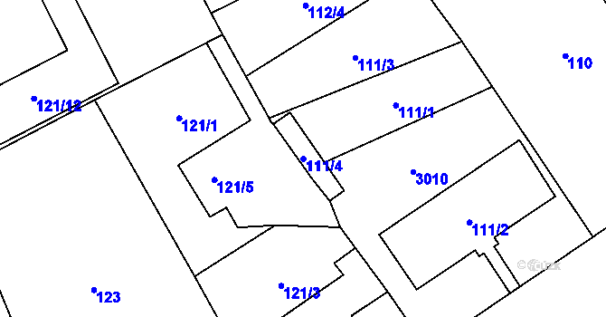 Parcela st. 111/4 v KÚ Dobruška, Katastrální mapa