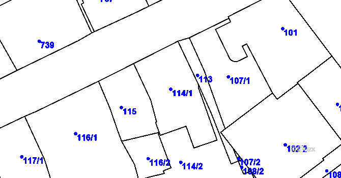 Parcela st. 114/1 v KÚ Dobruška, Katastrální mapa