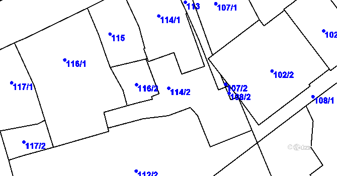 Parcela st. 114/2 v KÚ Dobruška, Katastrální mapa