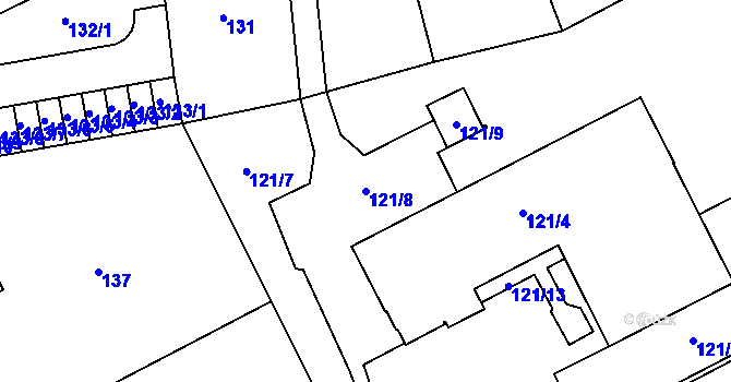 Parcela st. 121/8 v KÚ Dobruška, Katastrální mapa