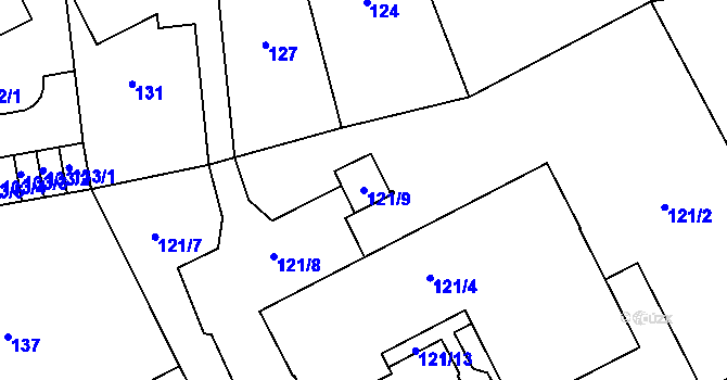 Parcela st. 121/9 v KÚ Dobruška, Katastrální mapa