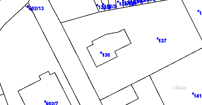 Parcela st. 136 v KÚ Dobruška, Katastrální mapa