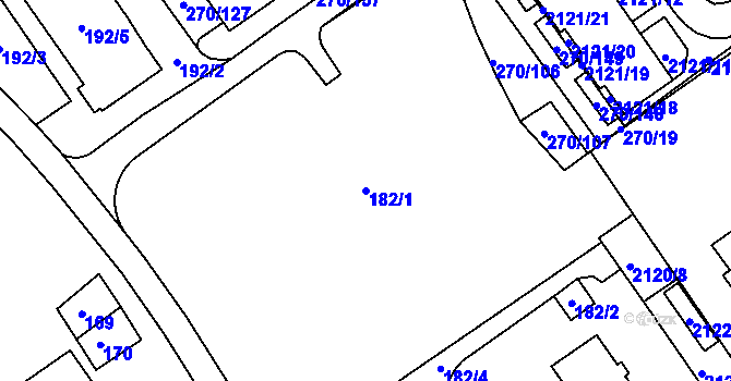 Parcela st. 182/1 v KÚ Dobruška, Katastrální mapa