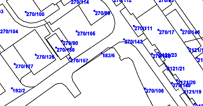 Parcela st. 182/6 v KÚ Dobruška, Katastrální mapa