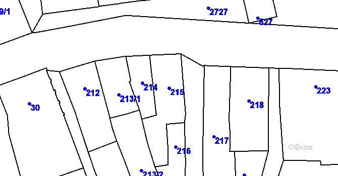 Parcela st. 215 v KÚ Dobruška, Katastrální mapa