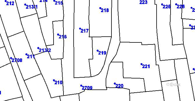 Parcela st. 219 v KÚ Dobruška, Katastrální mapa
