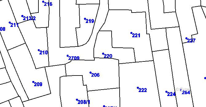 Parcela st. 220 v KÚ Dobruška, Katastrální mapa