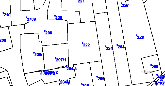 Parcela st. 222 v KÚ Dobruška, Katastrální mapa