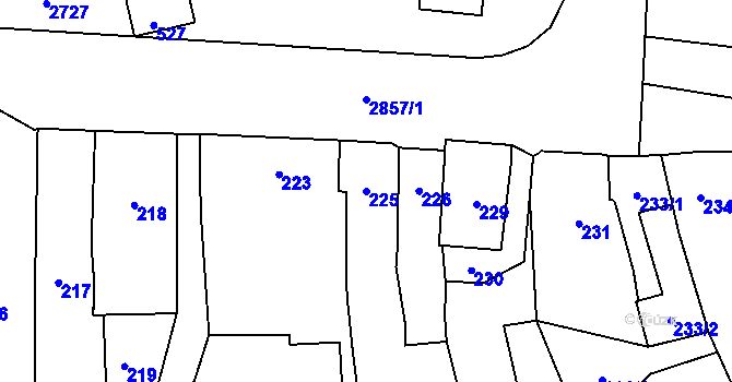 Parcela st. 225 v KÚ Dobruška, Katastrální mapa