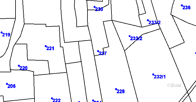 Parcela st. 227 v KÚ Dobruška, Katastrální mapa