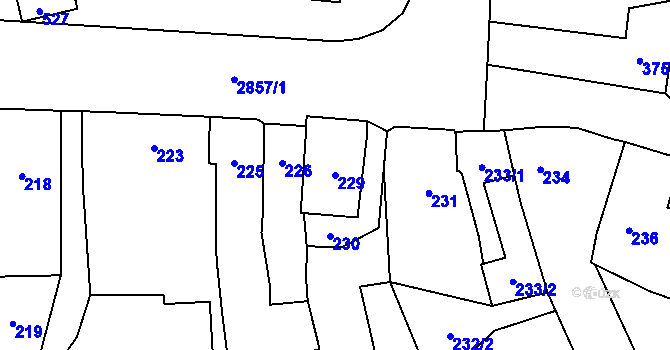 Parcela st. 229 v KÚ Dobruška, Katastrální mapa