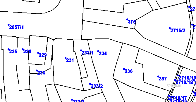 Parcela st. 234 v KÚ Dobruška, Katastrální mapa