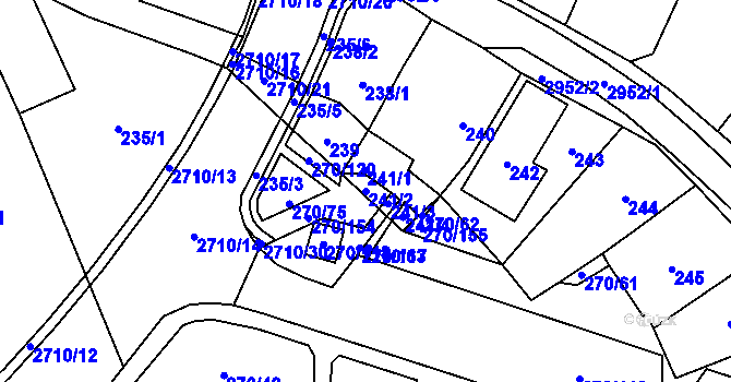 Parcela st. 241/2 v KÚ Dobruška, Katastrální mapa