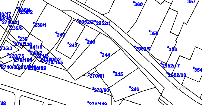 Parcela st. 244 v KÚ Dobruška, Katastrální mapa