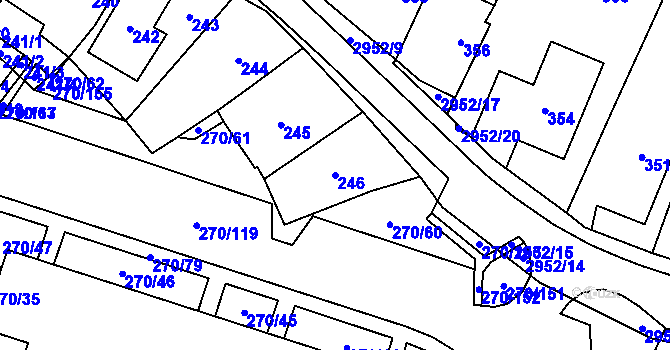Parcela st. 246 v KÚ Dobruška, Katastrální mapa