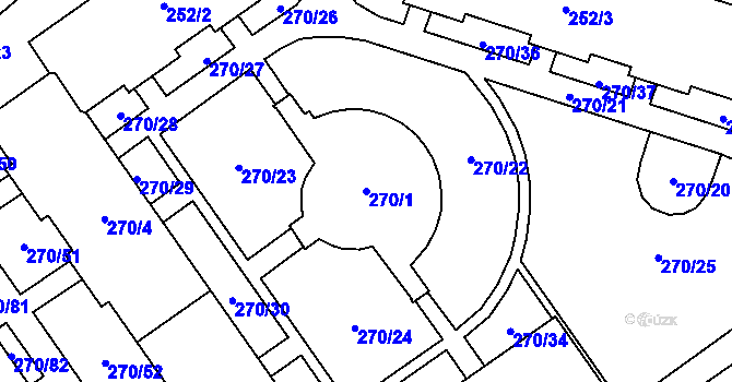 Parcela st. 270/1 v KÚ Dobruška, Katastrální mapa