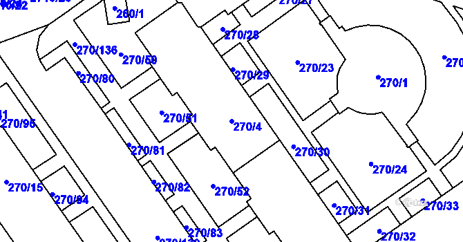 Parcela st. 270/4 v KÚ Dobruška, Katastrální mapa