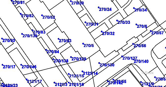 Parcela st. 270/5 v KÚ Dobruška, Katastrální mapa